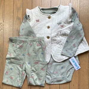 Carter's Butterfly Motif 3-Piece Baby Set Sz 24M